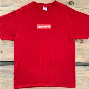 Supreme 20th Anniversary 2014 Red Box Logo Spell Out Tshirt Streetwear